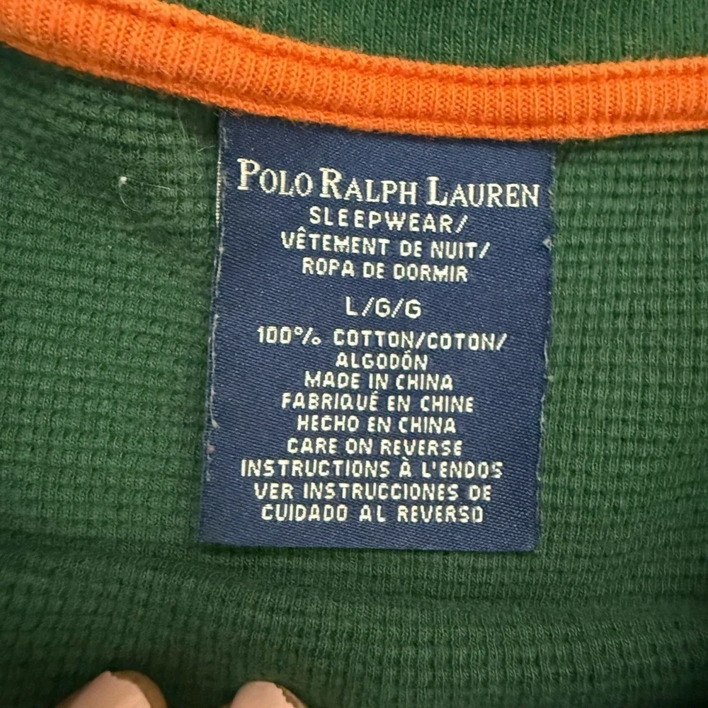 Polo Ralph Lauren Green Shirt with Orange Trim Size L